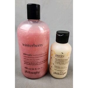 Philosophy Winterberry Shower Gel 16oz & Purity Facial Cleanser 4oz Hydrating